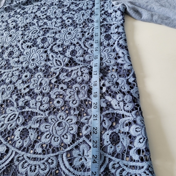 Sundance Linen Blend Lace Long Sleeve Top Blue M - Picture 5 of 7